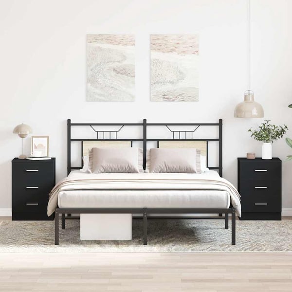 vidaXL Yöpöydät 2 kpl musta 38x35x56 cm lastulevy