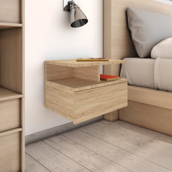 vidaXL Svävande sängbord 2 st sonoma-ek 40x31x27 cm konstruerat trä