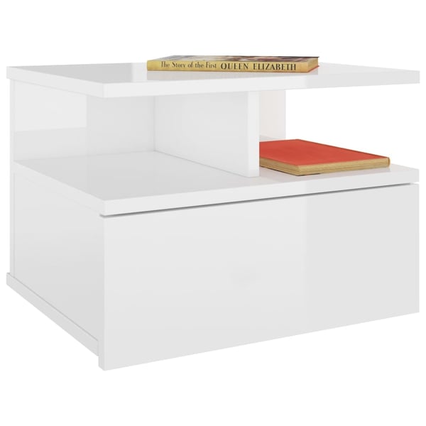 vidaXL svævende natborde 2 stk. 40x31x27 cm konstrueret træ hvid