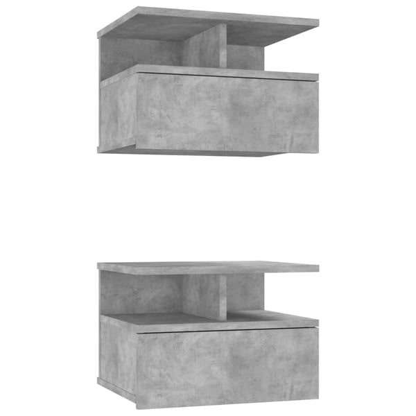 vidaXL Flytende nattbord 2 stk betonggrå 40x31x27 cm konstruert tre