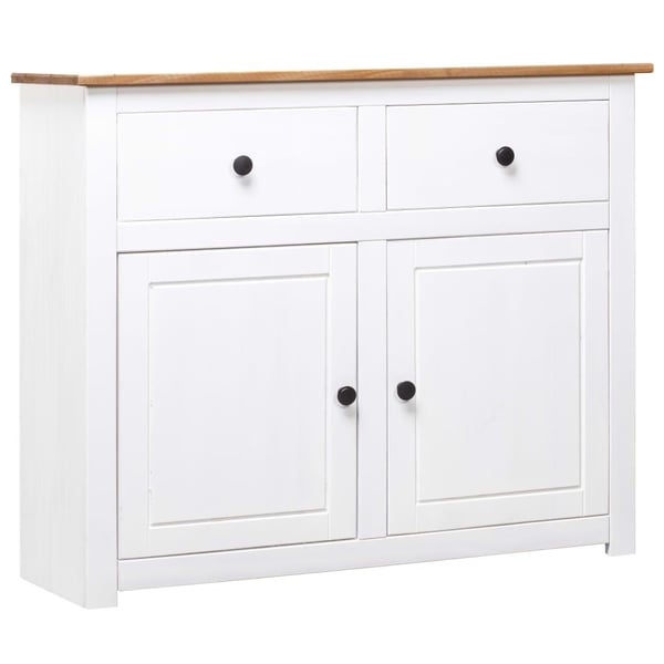 vidaXL Skjenk hvit 93x40x80 cm heltre furu Panama Range