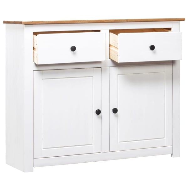 vidaXL Skjenk hvit 93x40x80 cm heltre furu Panama Range