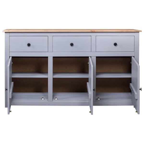 vidaXL Skjenk grå 135x40x80 cm heltre furu Panama Range