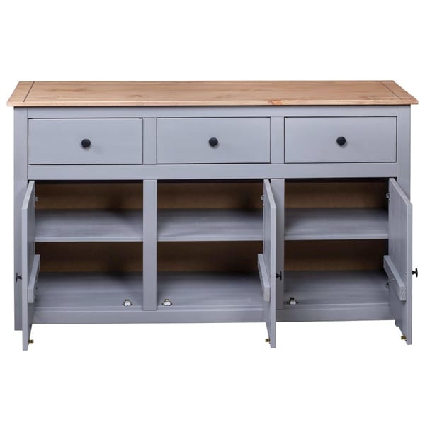 vidaXL Skjenk grå 135x40x80 cm heltre furu Panama Range
