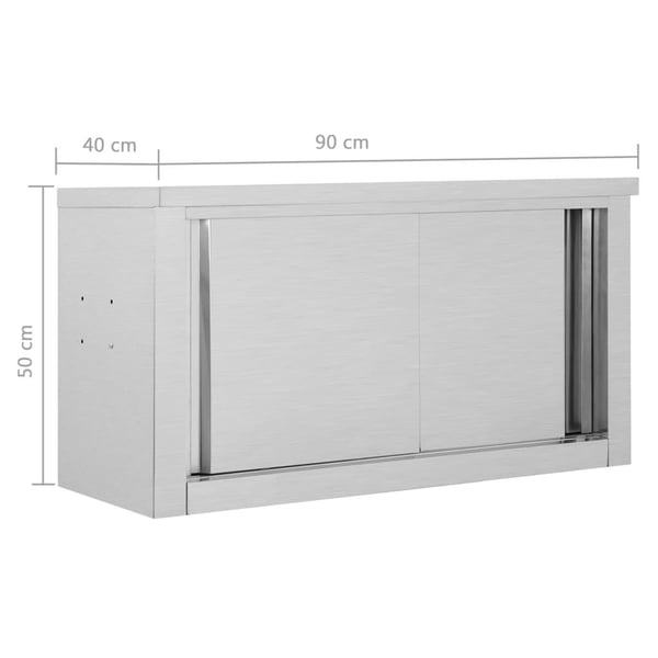 vidaXL Kjøkkenskap vegg med skyvedører 90x40x50 cm rustfritt stål