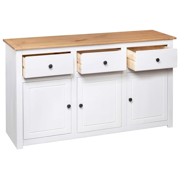 vidaXL Skjenk hvit 135x40x80 cm heltre furu Panama Range