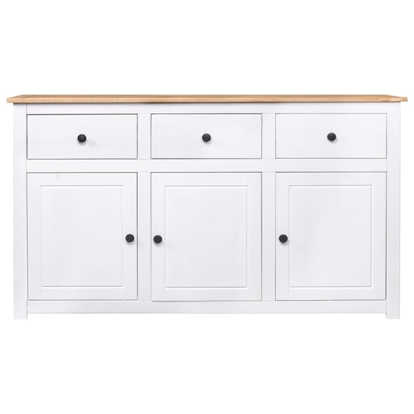 vidaXL Skjenk hvit 135x40x80 cm heltre furu Panama Range