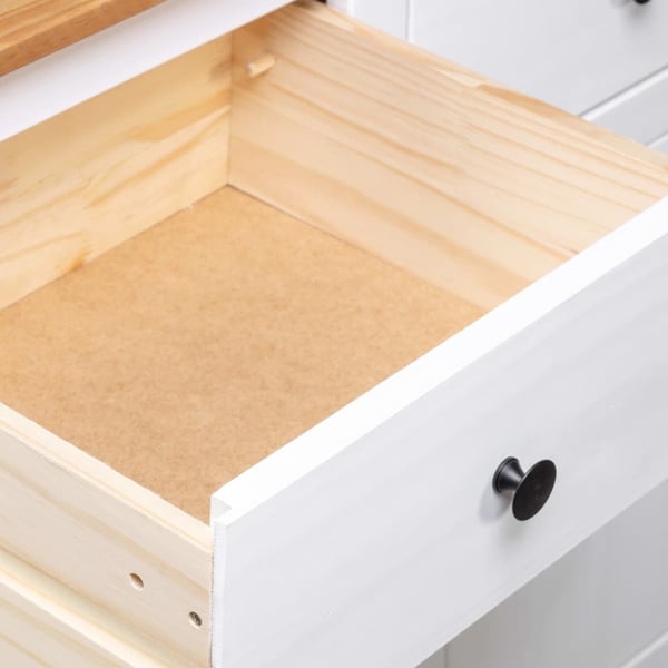 vidaXL Skjenk hvit 135x40x80 cm heltre furu Panama Range