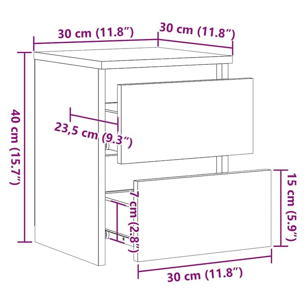vidaXL Nattbord 2 stk svart 30x30x40 cm konstruert tre