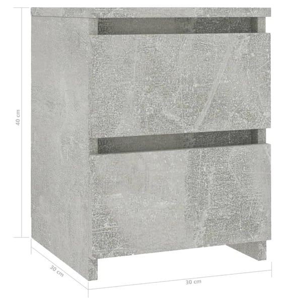 vidaXL Nattbord betong 30x30x40 cm sponplate
