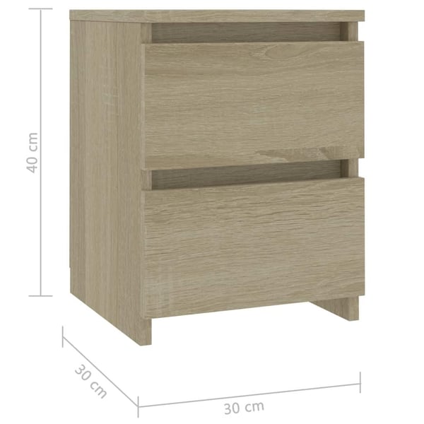 vidaXL sengeskab 30 x 30 x 40 cm spånplade sonoma-egetræsfarvet
