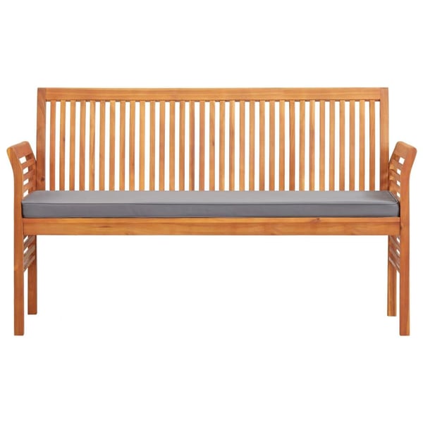 vidaXL 3-seters hagebenk med pute 150 cm heltre akasie