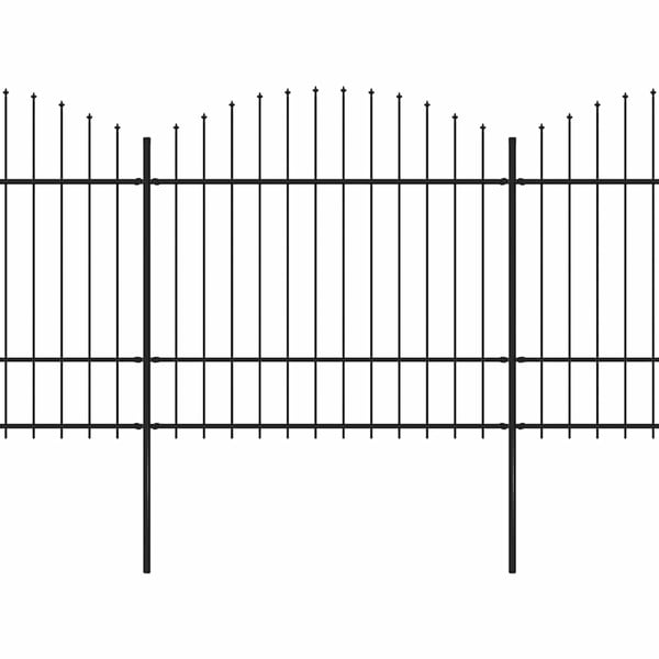 vidaXL Puutarha-aita keihäskärjillä teräs (1,5-1,75)x3,4 m musta