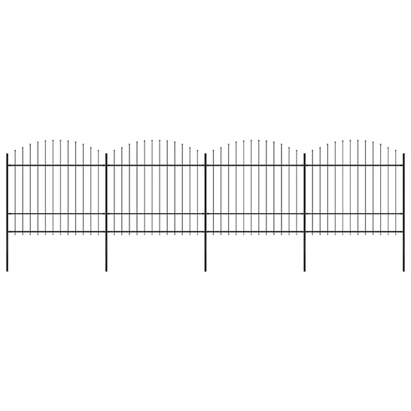 vidaXL Hagegjerde med spydtopp stål (1,5-1,75)x6,8 m svart