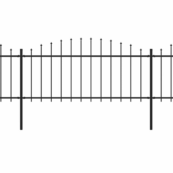 vidaXL Hagegjerde med spydtopp stål (0,5-0,75)x6,8 m svart