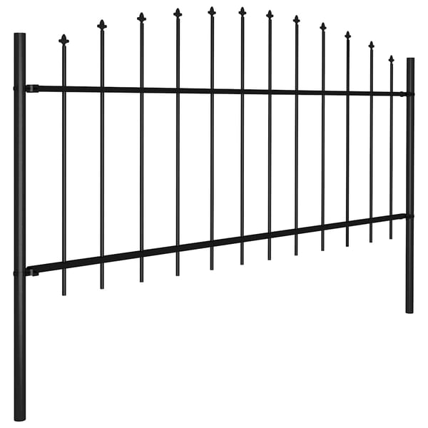 vidaXL Hagegjerde med spydtopp stål (0,5-0,75)x8,5 m svart