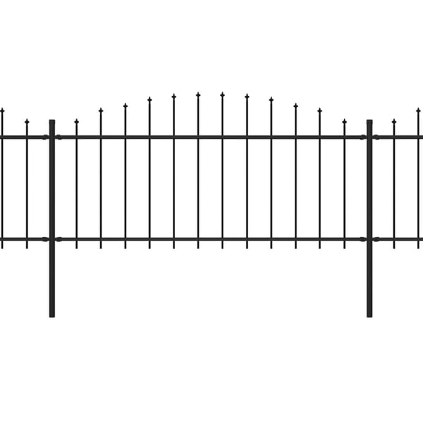 vidaXL Hagegjerde med spydtopp stål (0,5-0,75)x3,4 m svart