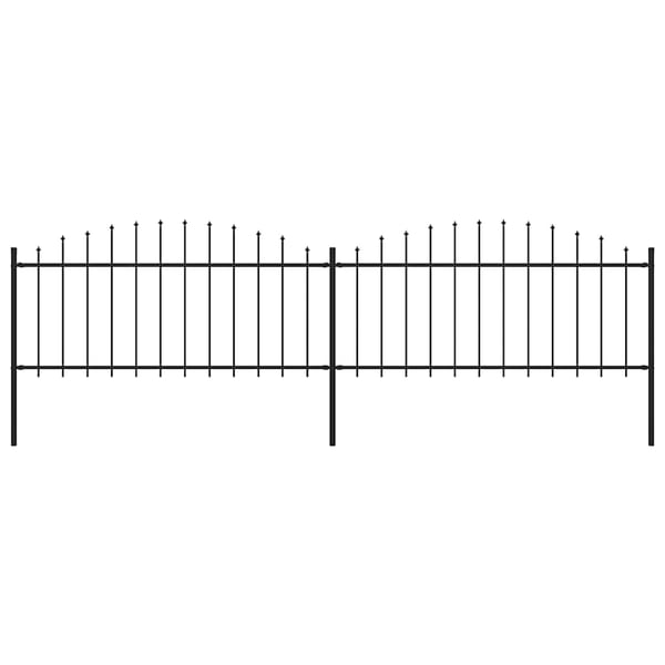 vidaXL Puutarha-aita keihäskärjillä teräs (0,5-0,75)x3,4 m musta