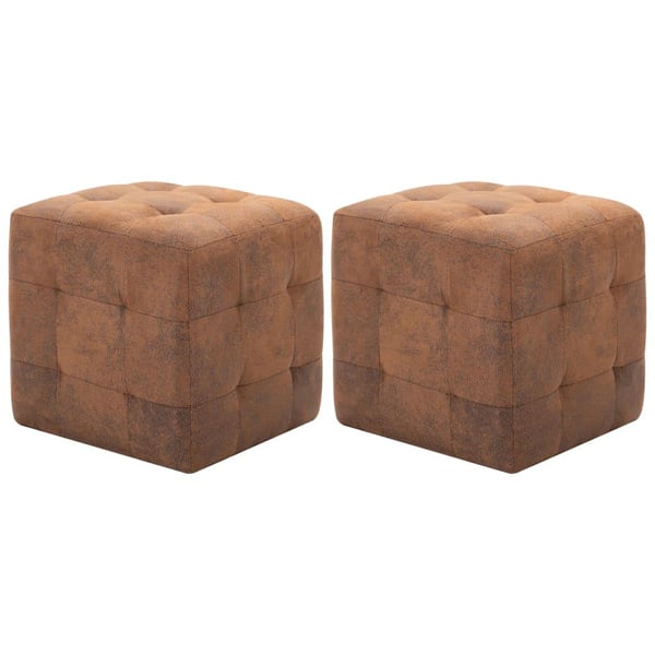 vidaXL puf 2 stk. 30 x 30 x 30 cm imiteret ruskind brun