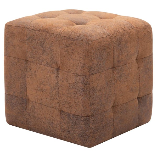vidaXL puf 2 stk. 30 x 30 x 30 cm imiteret ruskind brun