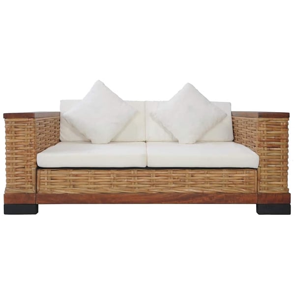 vidaXL sofasæt 2 dele med hynder naturlig rattan brun