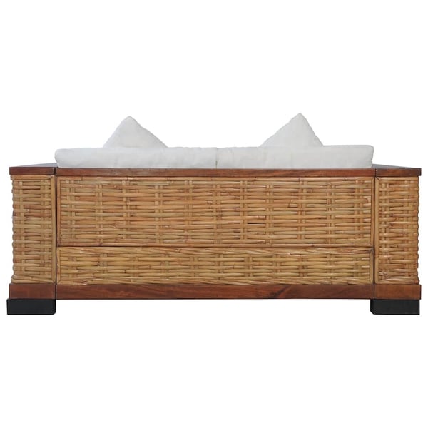vidaXL sofasæt 2 dele med hynder naturlig rattan brun