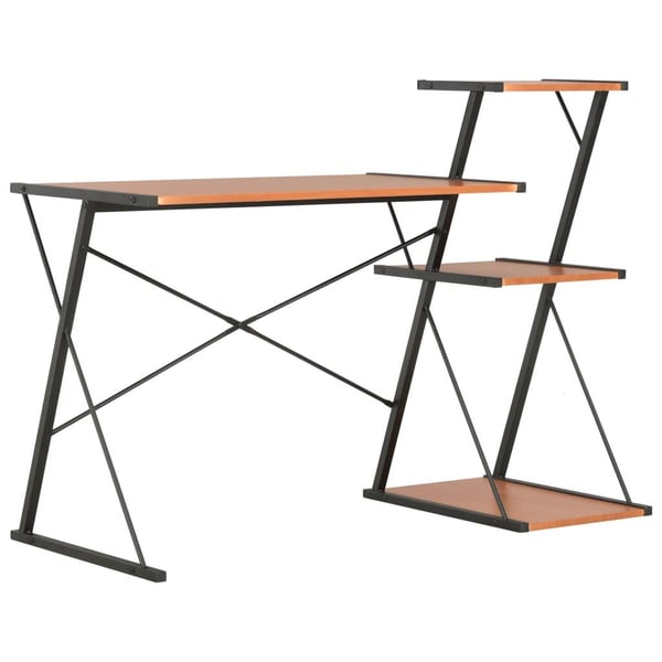 vidaXL skrivebord med hylde 116x50x93 cm sort og brun
