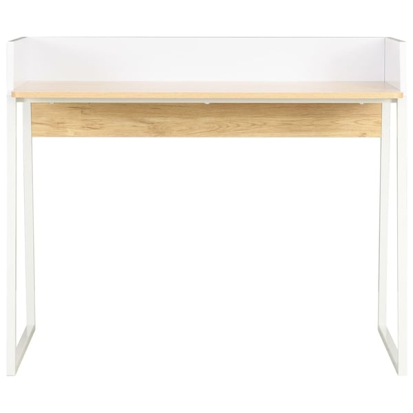 vidaXL Skrivebord hvit og eik 90x60x88 cm
