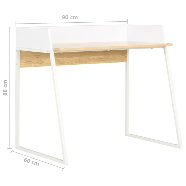 vidaXL Skrivebord hvit og eik 90x60x88 cm