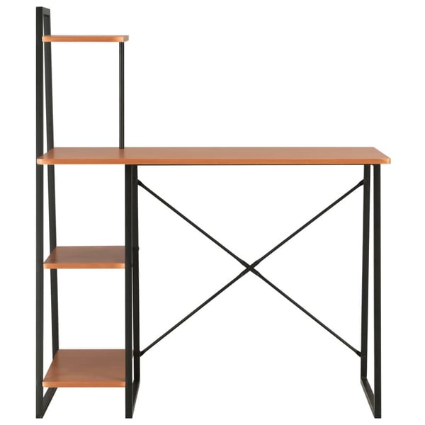 vidaXL Skrivebord med hylle svart og brun 102x50x117 cm