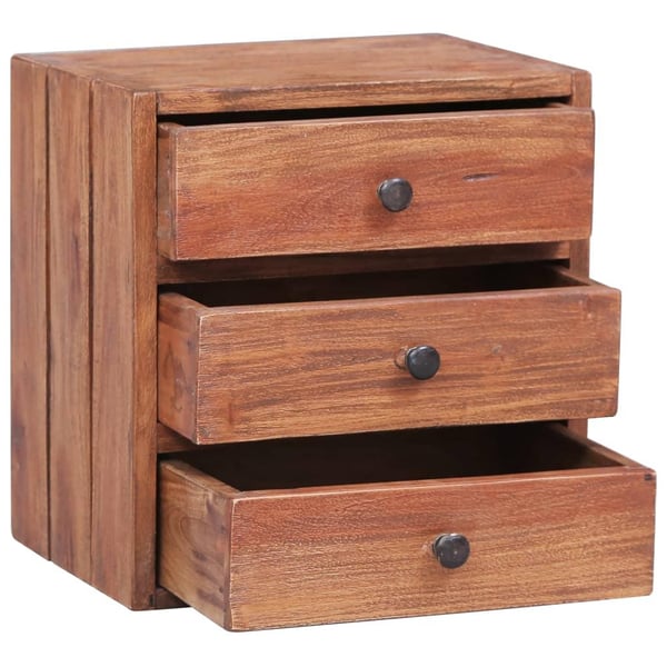 vidaXL Nattbord med 3 skuffer 35x25x35 cm heltre mahogni