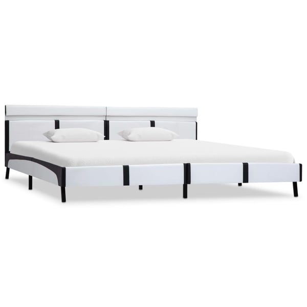 vidaXL sengestel med LED 180x200 cm kunstlæder hvid change1