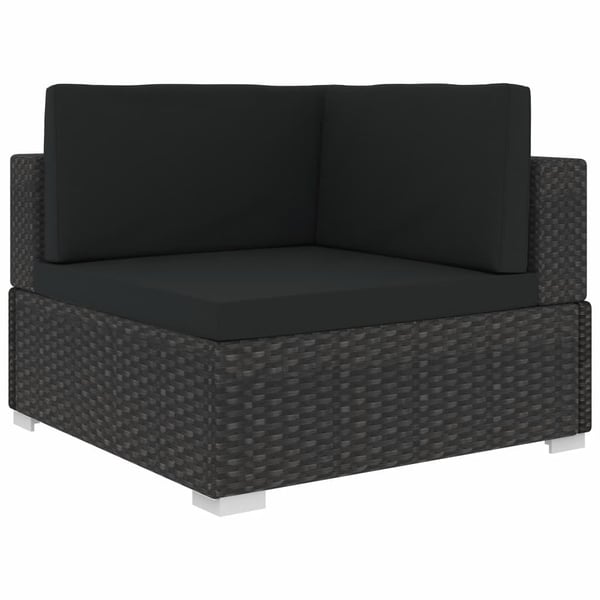vidaXL haveloungesæt 8 dele med hynder polyrattan sort