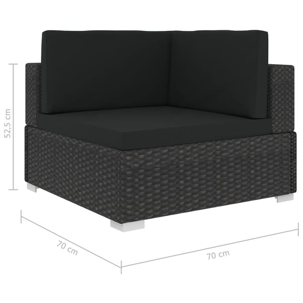 vidaXL haveloungesæt 8 dele med hynder polyrattan sort