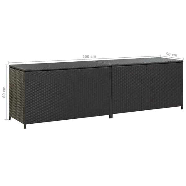 vidaXL opbevaringskasse til haven 200x50x60 polyrattan sort