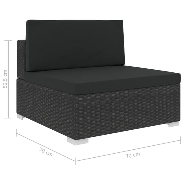 vidaXL haveloungesæt 6 dele med hynder polyrattan sort