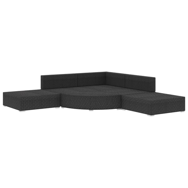 vidaXL haveloungesæt 6 dele med hynder polyrattan sort