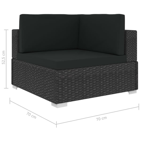 vidaXL haveloungesæt 6 dele med hynder polyrattan sort