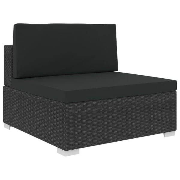 vidaXL haveloungesæt 6 dele med hynder polyrattan sort