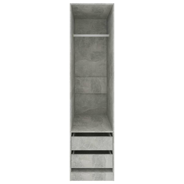 vidaXL klædeskab med skuffer 50 x 50 x 200 cm spånplade betongrå