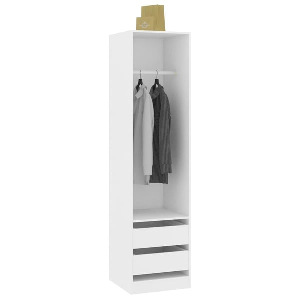 vidaXL Garderobe med skuffer hvit 50x50x200 cm sponplate