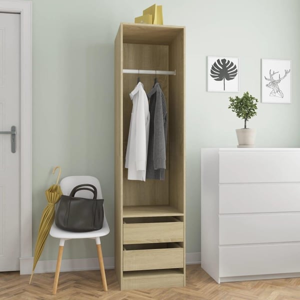 vidaXL Garderobe med skuffer sonoma eik 50x50x200 cm sponplate