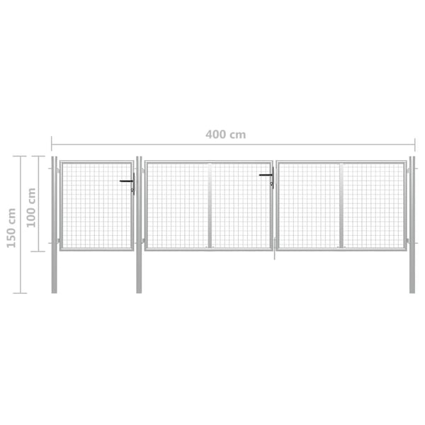 vidaXL Hageport stål 400x100 cm sølvfarget