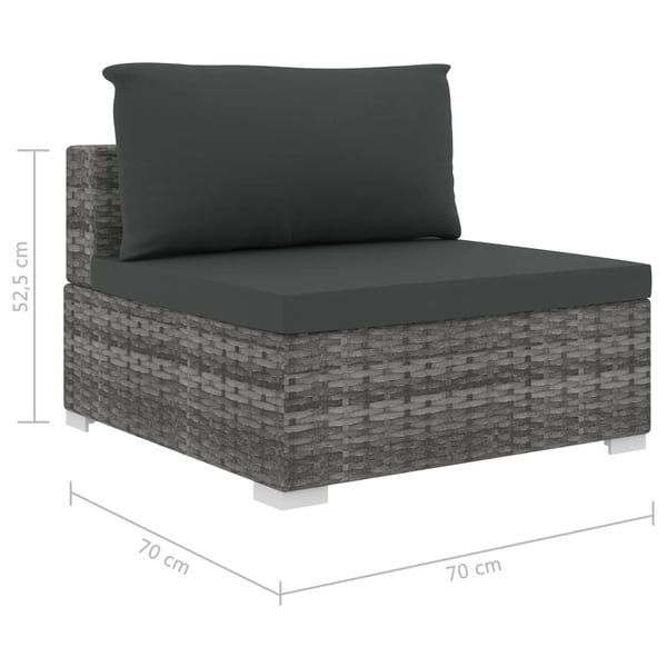 vidaXL loungesæt til haven 5 dele med hynder polyrattan grå