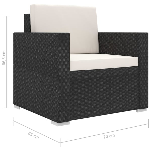 vidaXL haveloungesæt 11 dele med hynder polyrattan sort