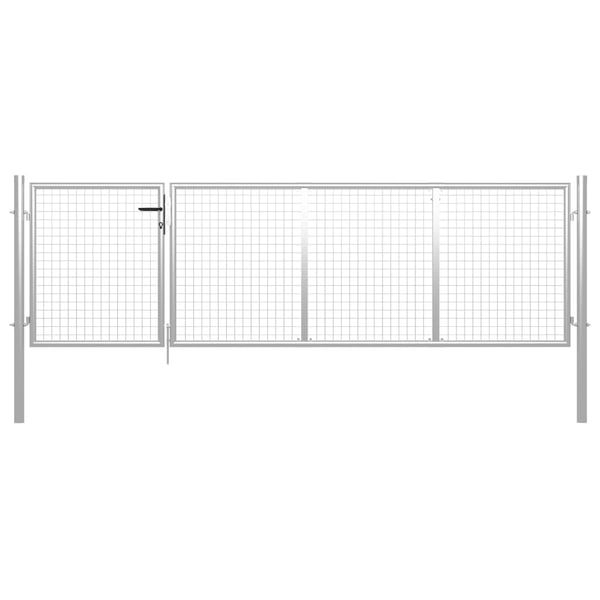 vidaXL Hageport stål 350x75 cm sølvfarget