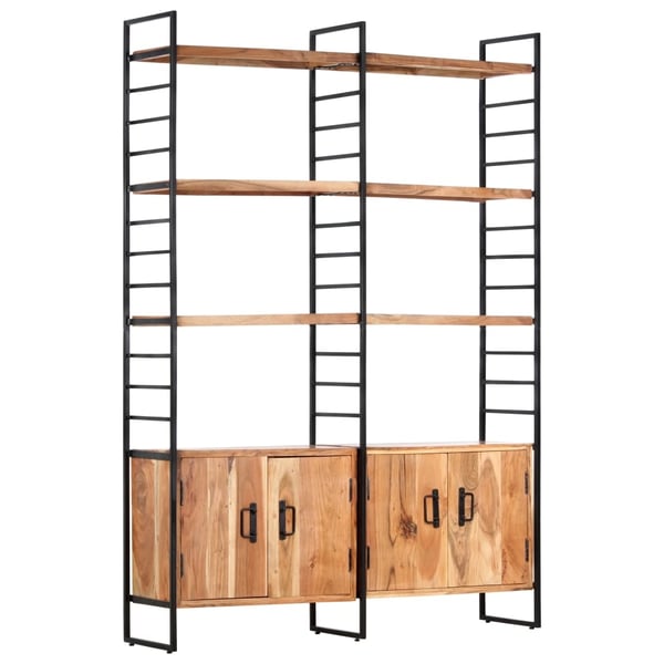 vidaXL Bogreol/reol i 4 niveauer 124 x 30 x 180 cm massivt akacietræ change