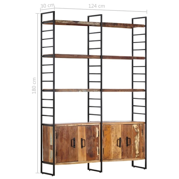 vidaXL Bogreol/reol i 4 niveauer 124x30x180 cm massivt genbrugstræ change