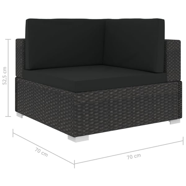 vidaXL hjørnesæde til sofa 1 stk. med hynder polyrattan sort