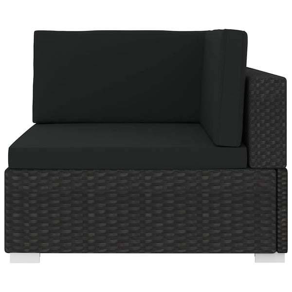 vidaXL Hörnsits till modulsoffa 1 st med dynor konstrotting svart